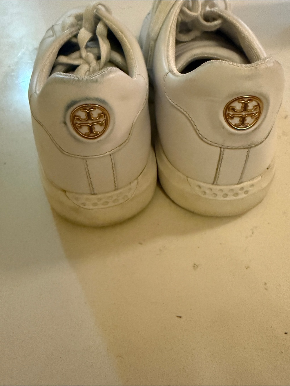 Tory Burch Cream White Leather Low-Top Sneakers - Picture 3 of 5